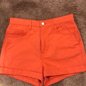 Colored High-Waist Jean Cuff Shorts
